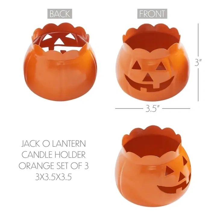Jack O Lantern Pumpkin Votive & Tealight Candle Holder 3.5" 1PK