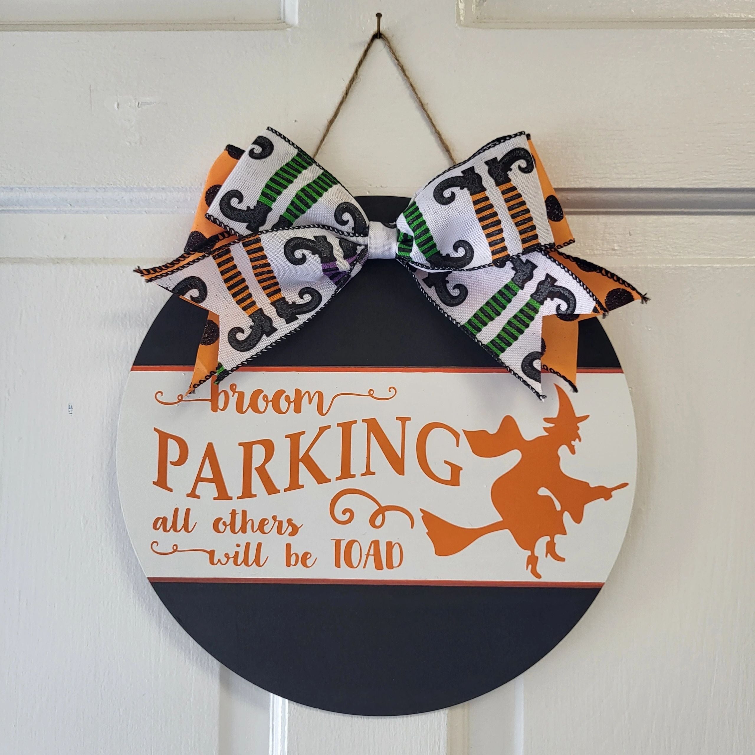 Broom Parking Only Halloween Front Door Sign 12"