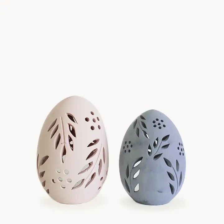Handmade Terracotta Egg Lanterns - Set of 2