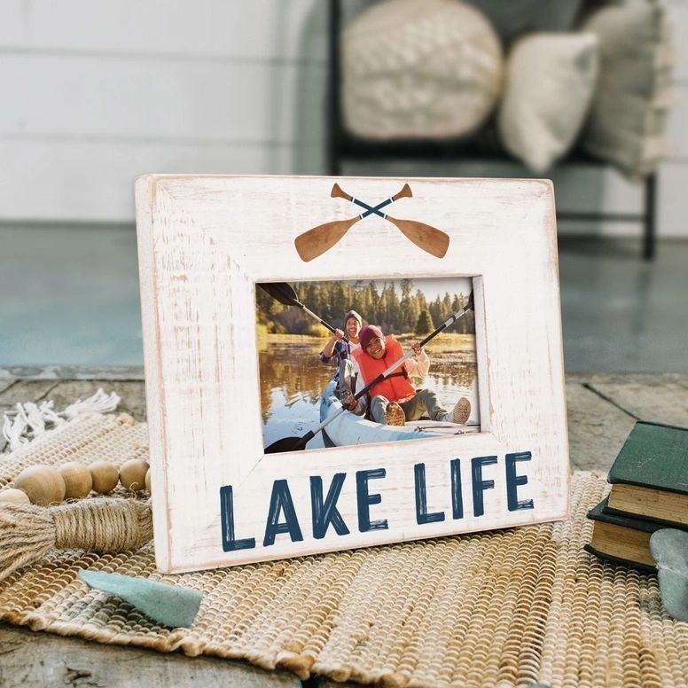 Lake Life White Wood Photo Frame (4x6 Photo) - Potpourri Gift Shop