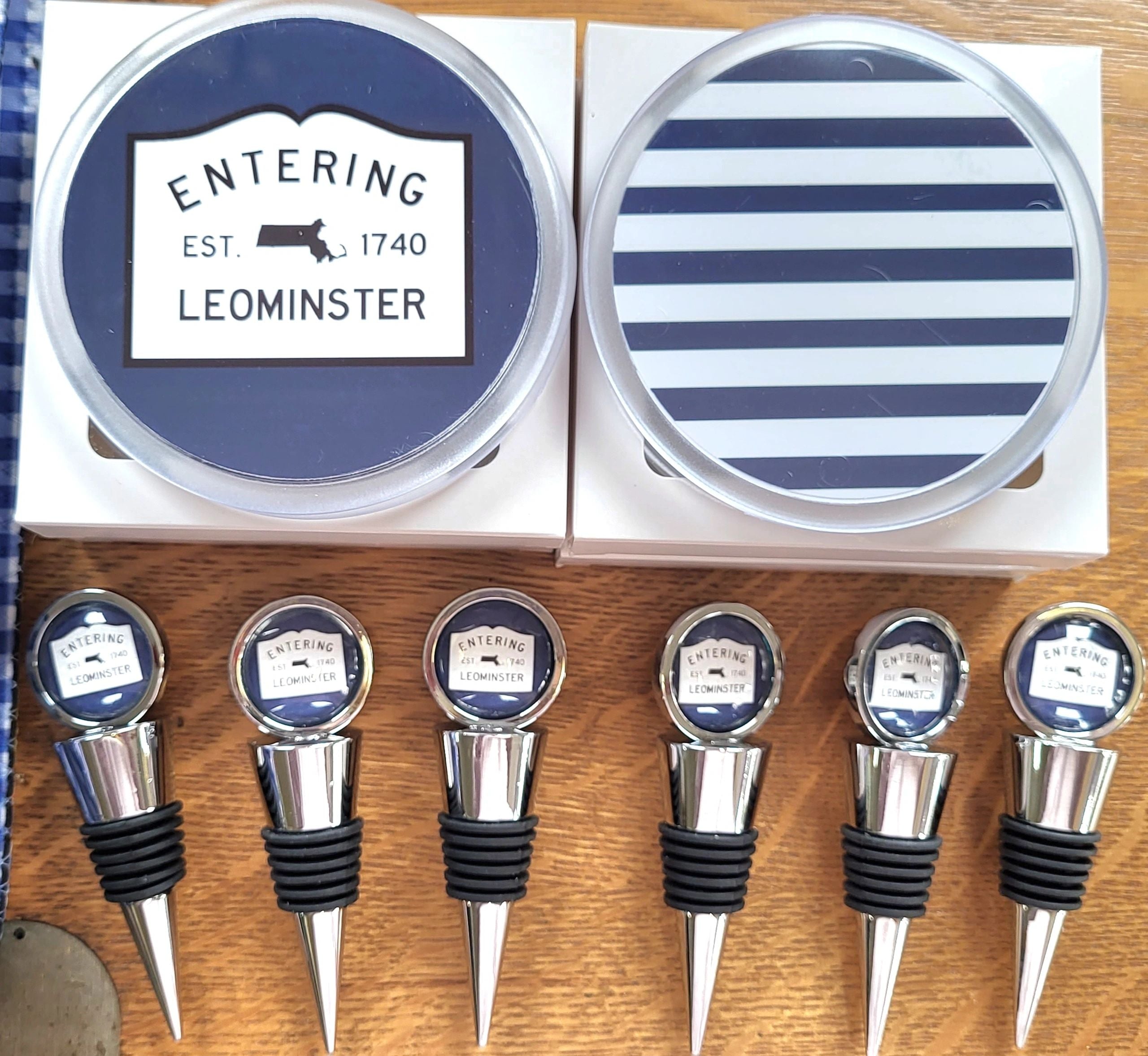 Wine Stopper - Custom "Entering Leominster" Massachusetts Sign Wine Bottle Cork