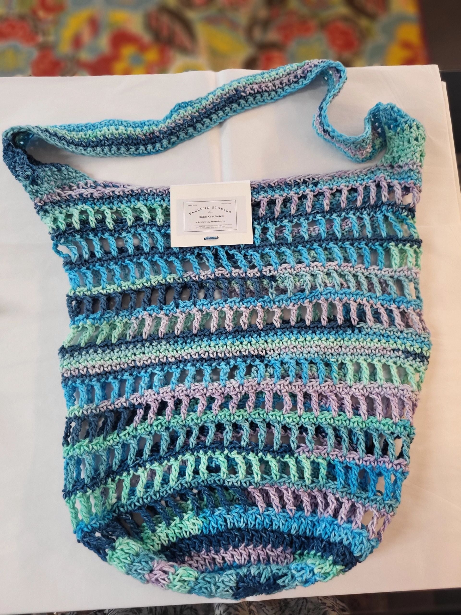 Boho Crocheted Crossbody Bag - Blue