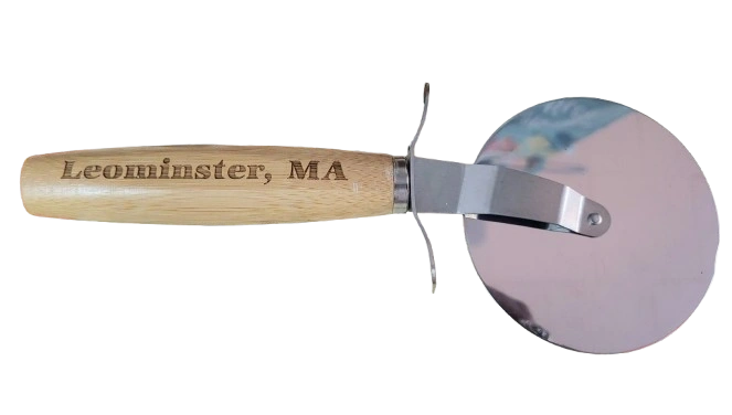 Leominster Engraved Bamboo Pizza Cutter
