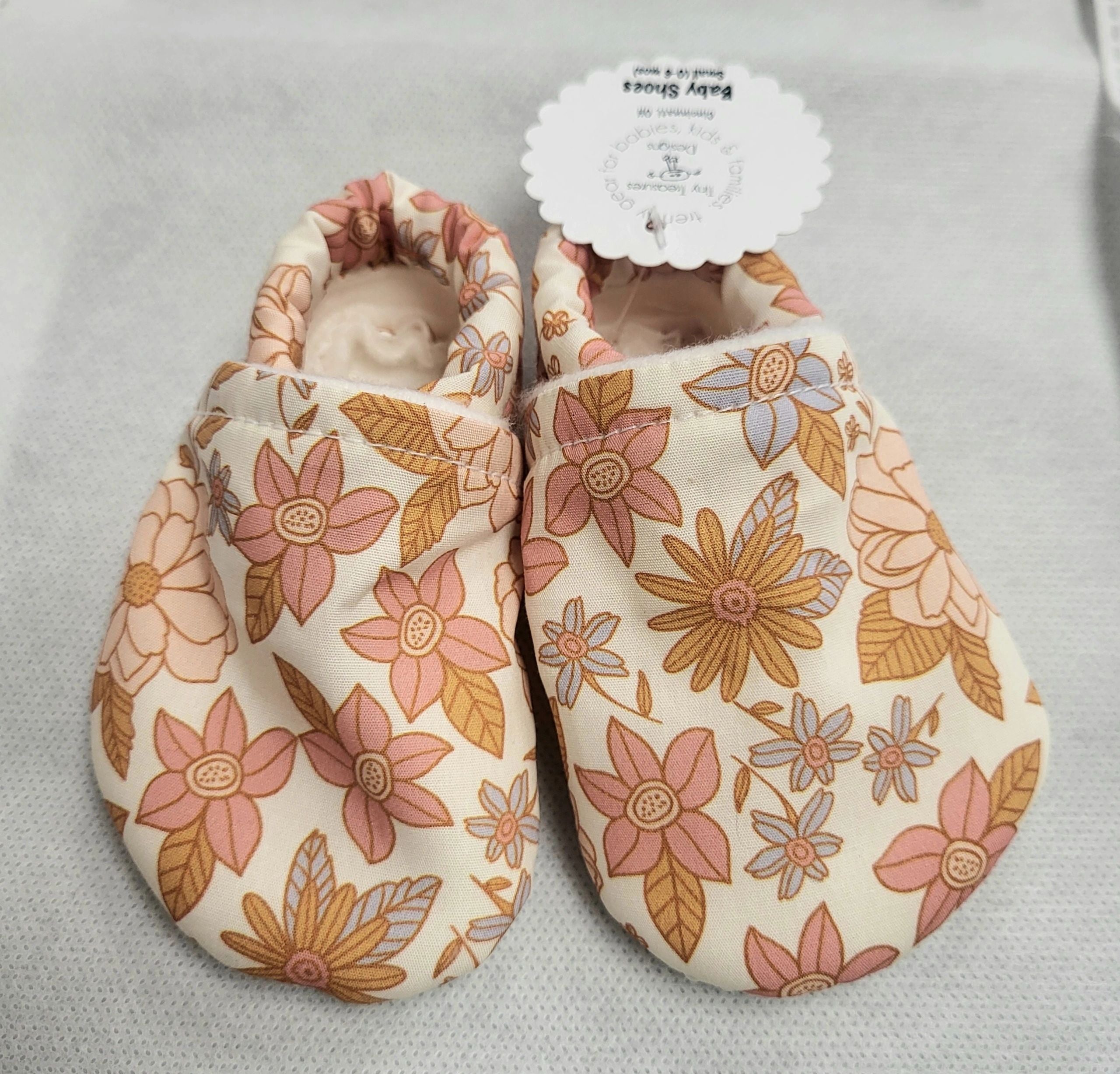 Cotton Baby Shoes in Retro Flowers 0-6 Mos.