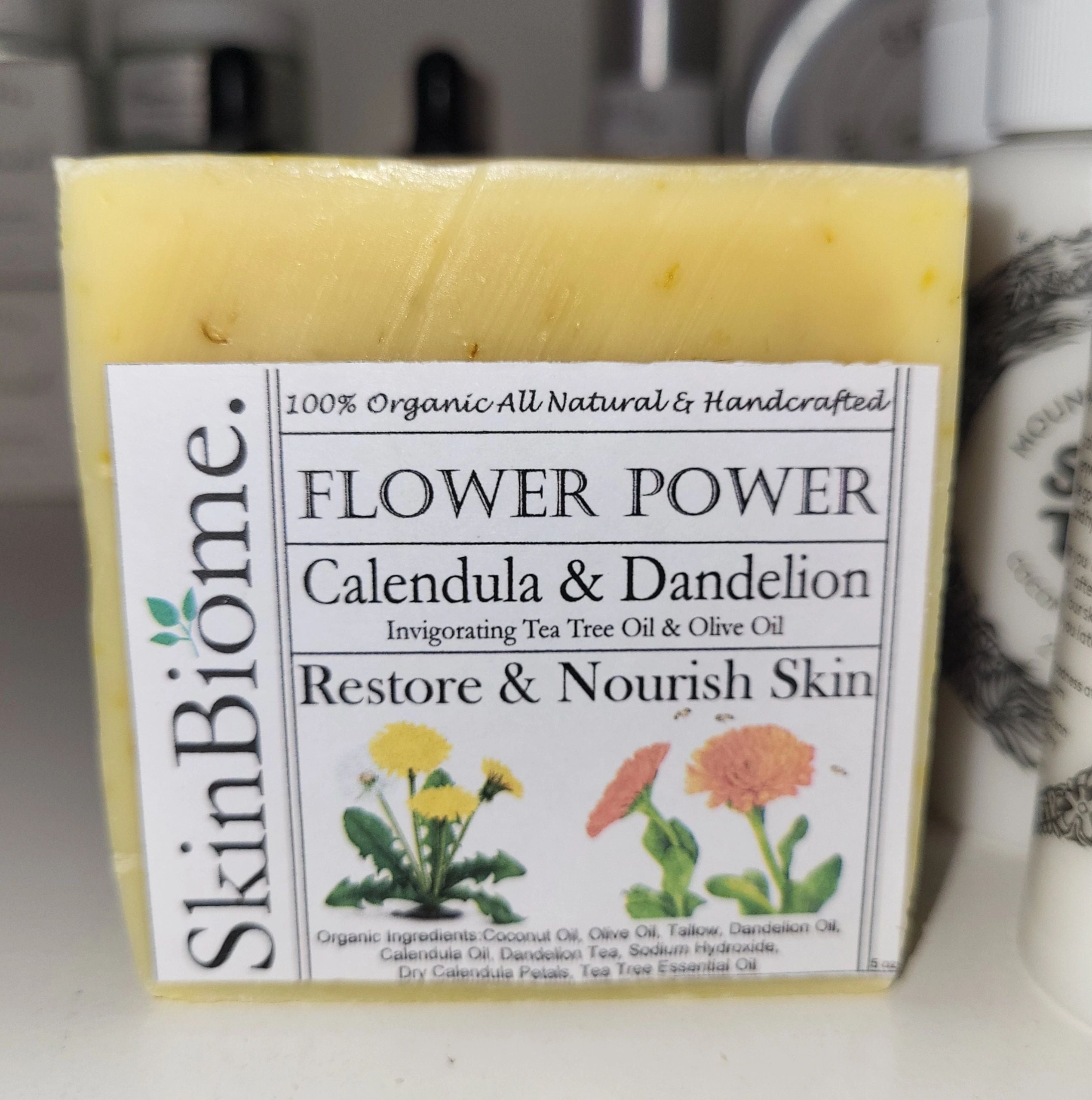 Organic Flower Power Calendula & Dandelion Bar Soap