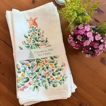 Colorful Christmas Tree Tea Towel