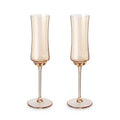 Tulip Amber Tinted Glass Stemmed Champagne Flutes Set of 2