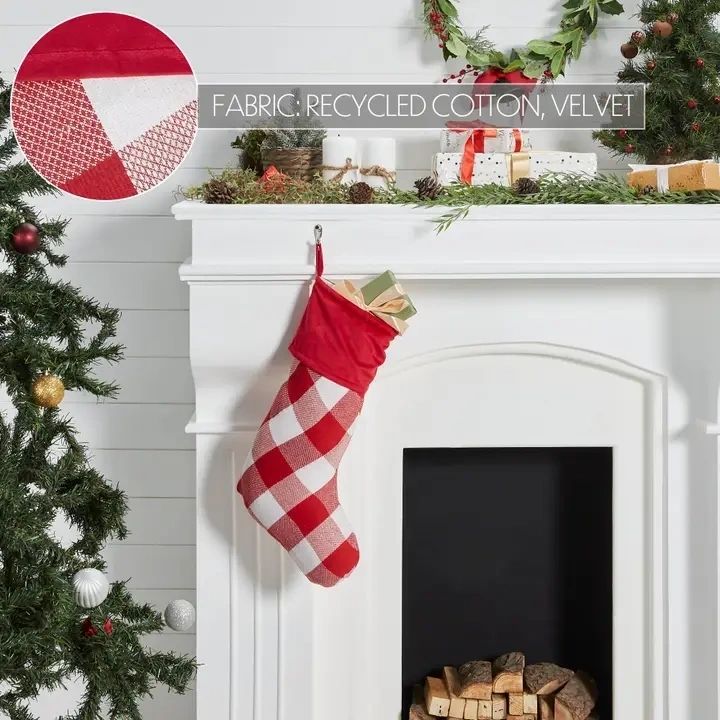 Large Red Check Stocking 12x20