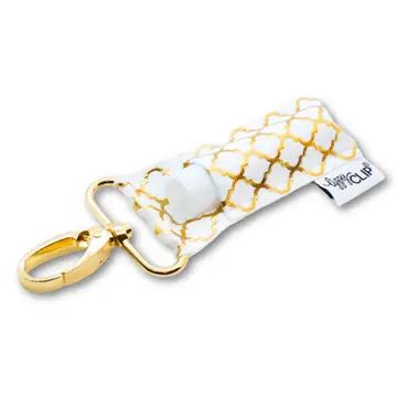 Gold Quatrefoil White LippyClip® Lip Balm Holder
