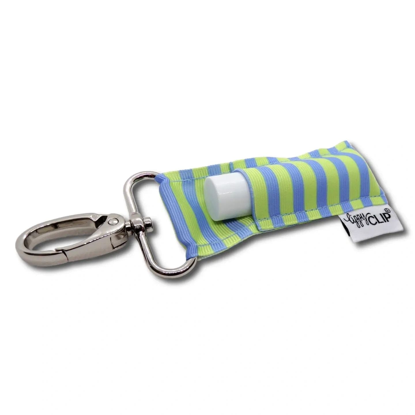 Blue and Lime Stripes Lippyclip® Lip Balm Holder