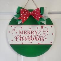 Merry Christmas Front Door Sign 12"