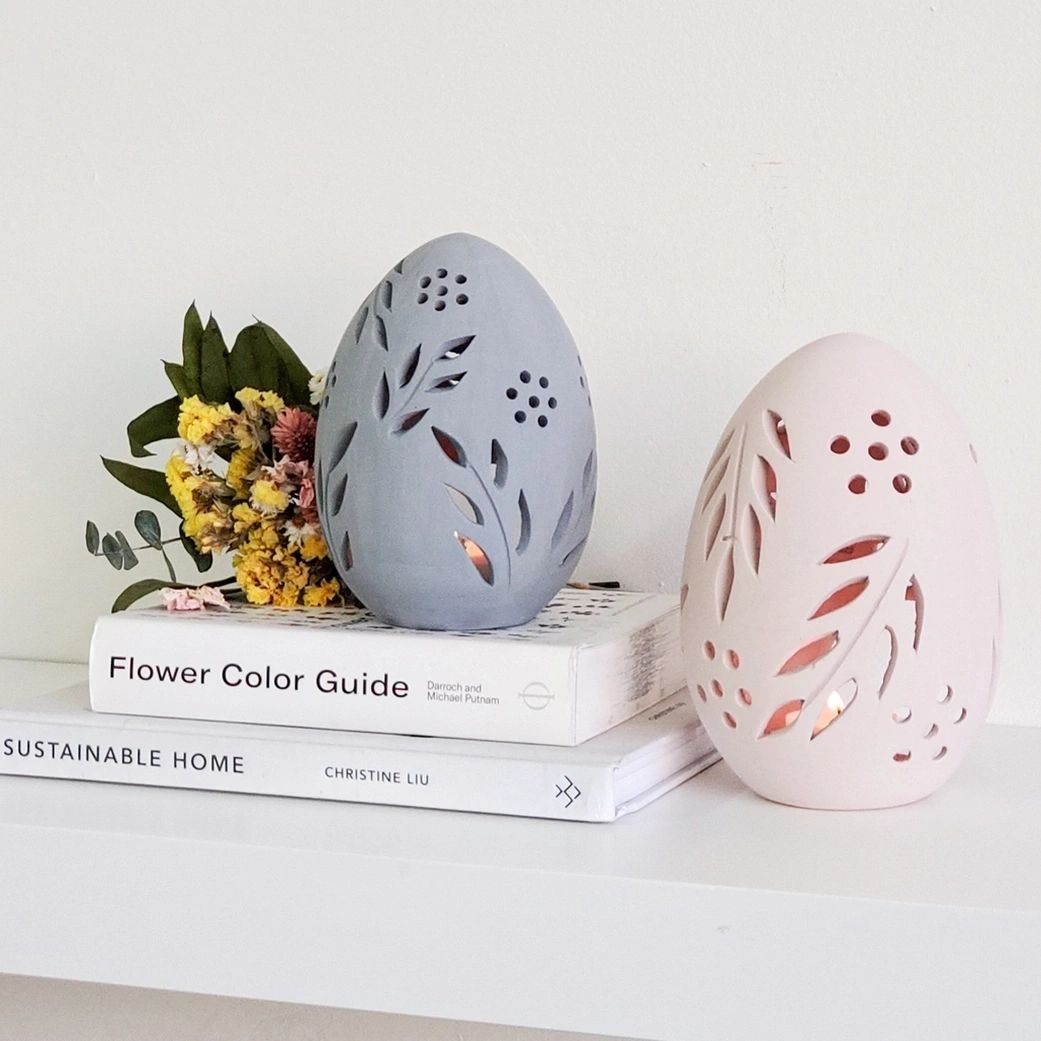 Handmade Terracotta Egg Lanterns - Set of 2