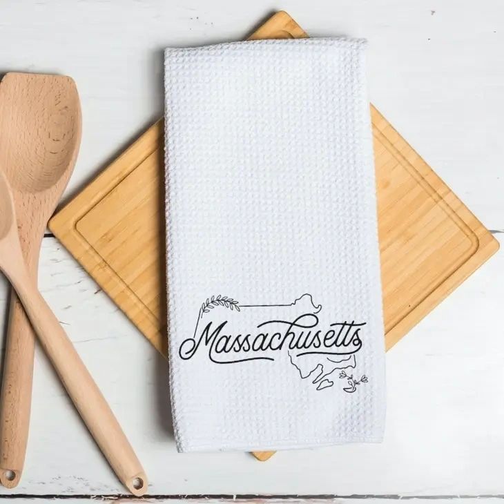 Massachusetts State Outline Kitchen Towel