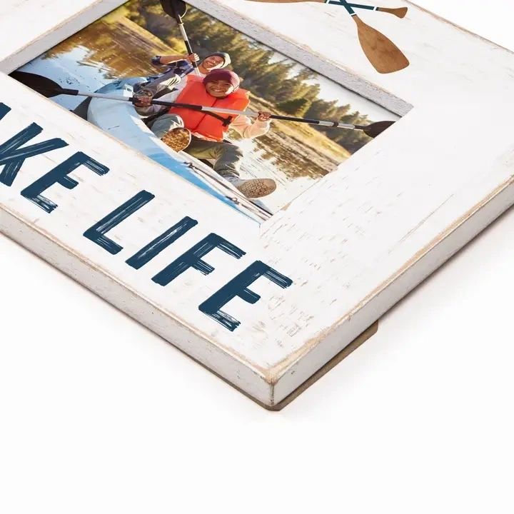 Lake Life White Wood Photo Frame (4x6 Photo) - Potpourri Gift Shop