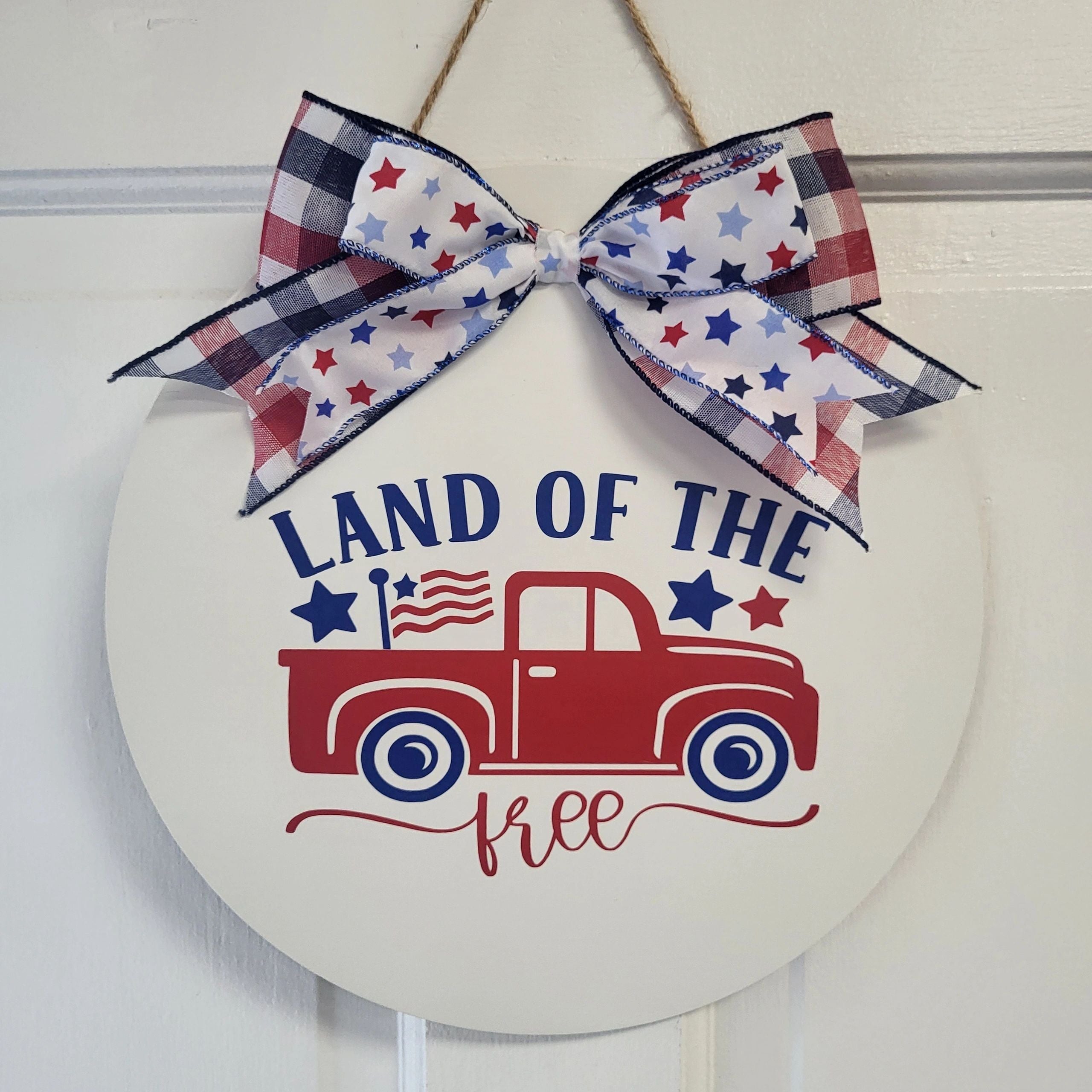 Land of the Free Front Door Sign 12"