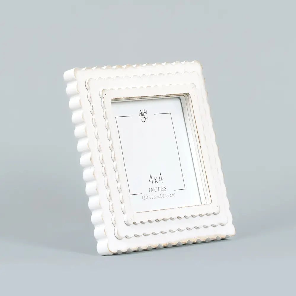 Wood Photo Frame White Scallop - Potpourri Gift Shop