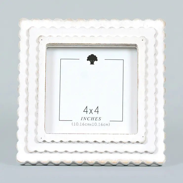 Wood Photo Frame White Scallop - Potpourri Gift Shop