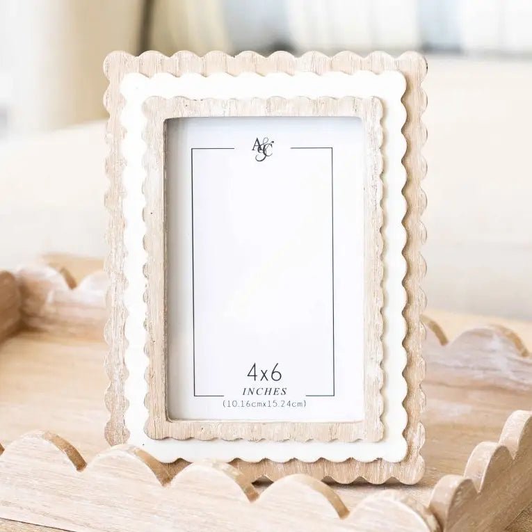 Wood Photo Frame 6 x 8 x 1 in Scallop Edge - Potpourri Gift Shop