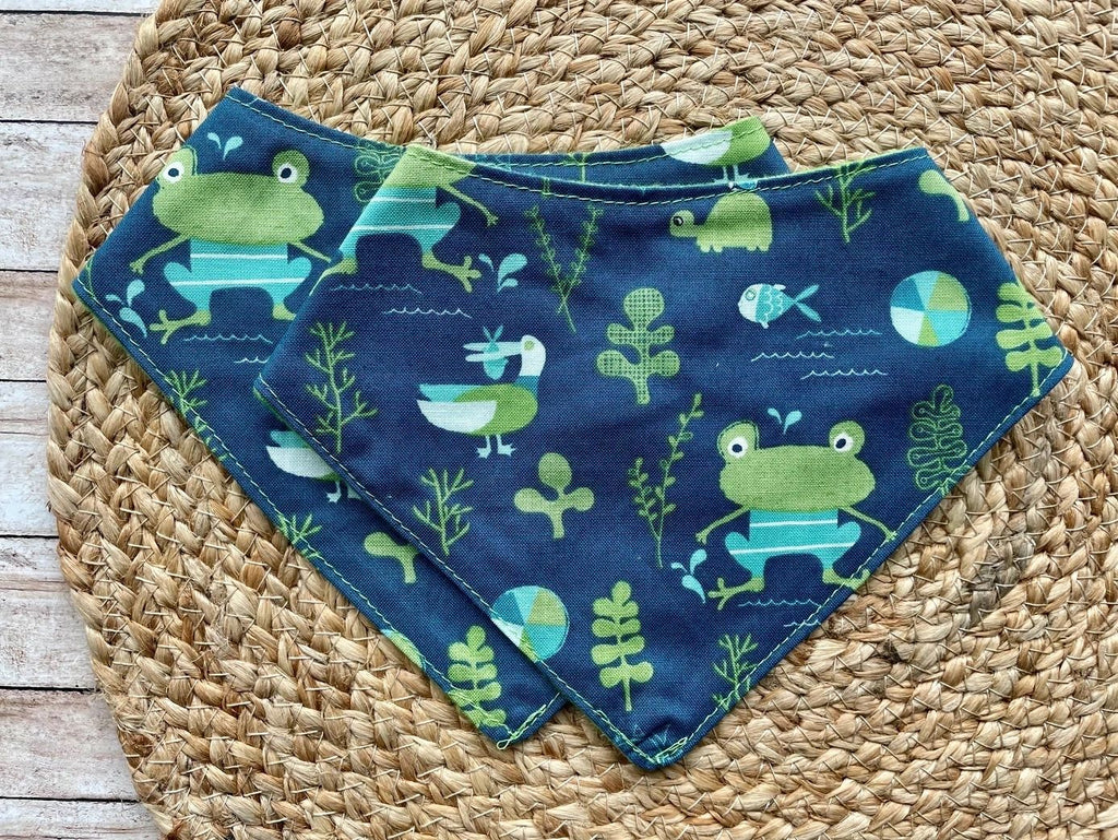 Children's Cotton Frog Bandana Bib 6-12 mos.