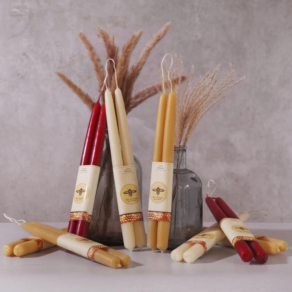 100% Pure Beeswax Tapers Pair in Natural - Potpourri Gift Shop