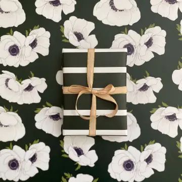 White Anemone Double - Sided Wrapping Paper Roll - Potpourri Gift Shop