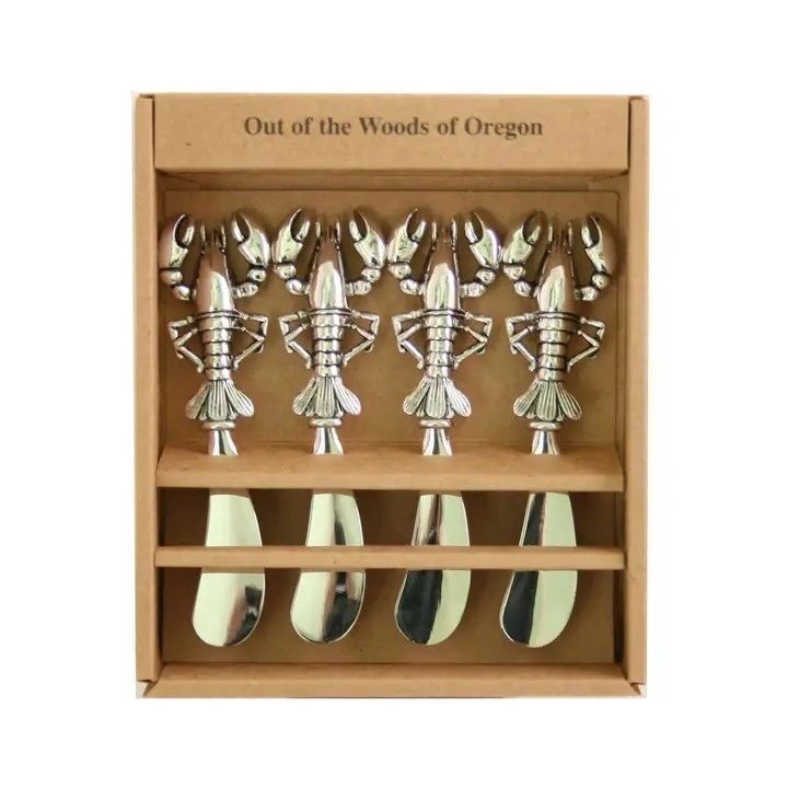 Set of 4 Spreader Knives - Metal Lobster