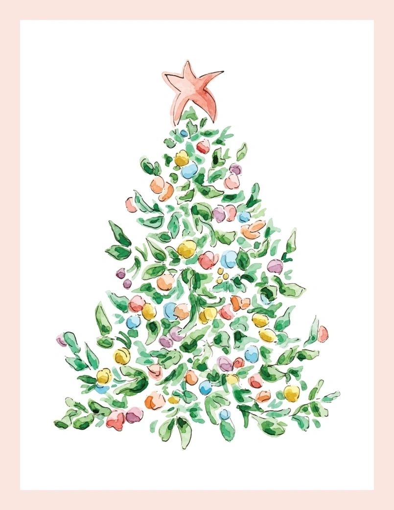 Colorful Christmas Tree Cards - Boxed Set of 8
