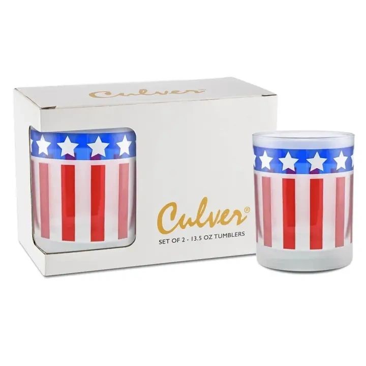Stars & Stripes Double Old Fashion Glasses - Set of 2 - Potpourri Gift Shop