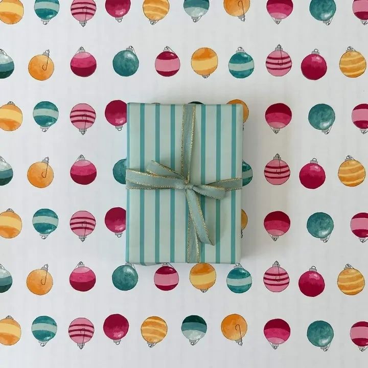 Christmas Ornament Double - Sided Wrapping Paper Roll - Potpourri Gift Shop