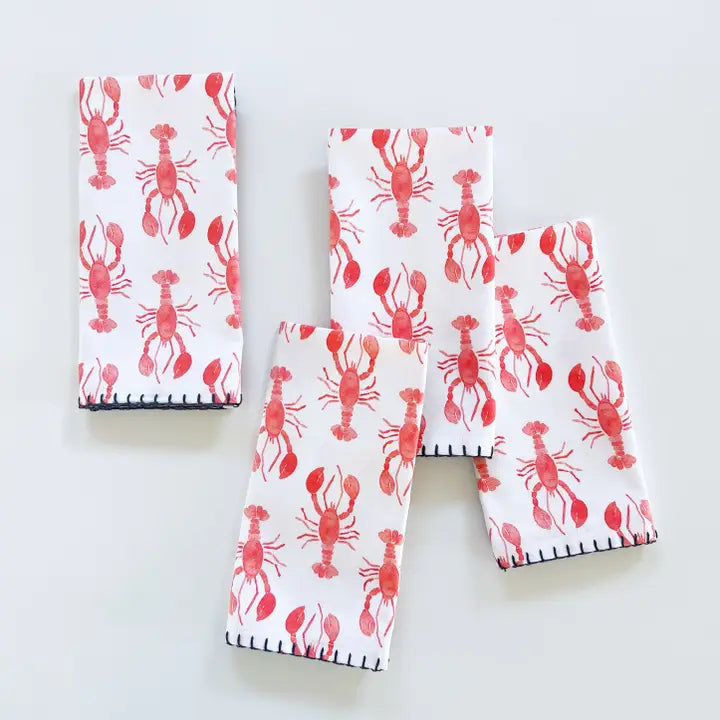 Lobster Fabric Napkin Set, 4