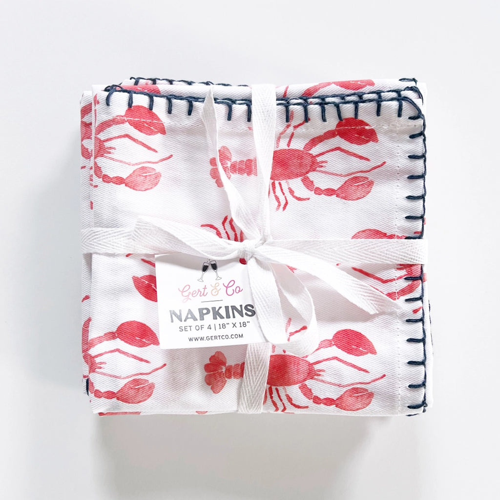 Lobster Fabric Napkin Set, 4