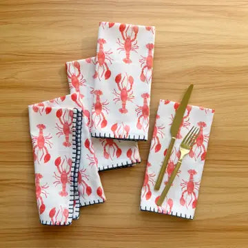Lobster Fabric Napkin Set, 4
