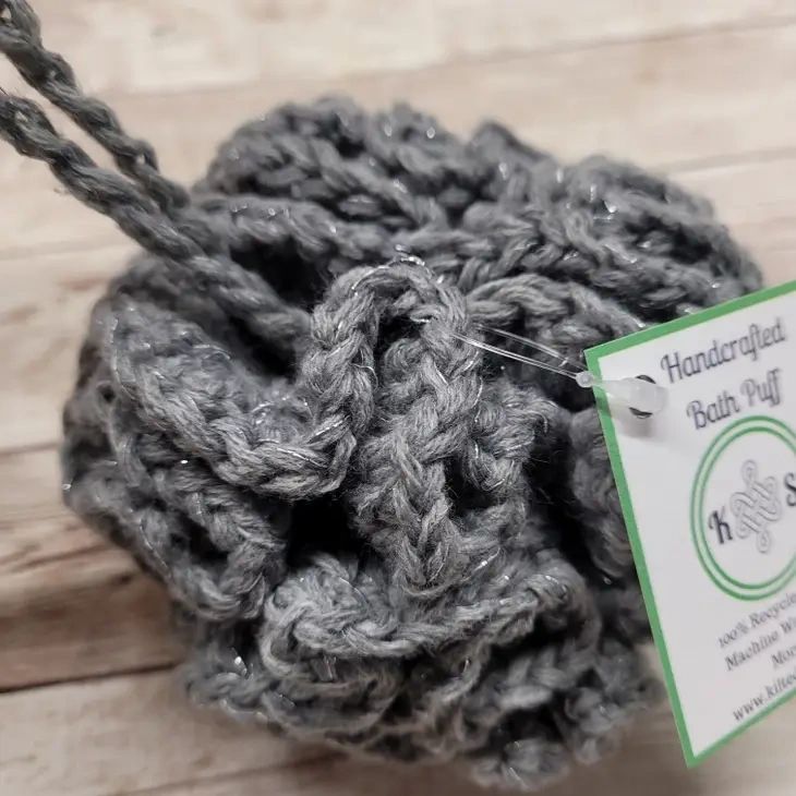 Gray Shower & Bath Puff