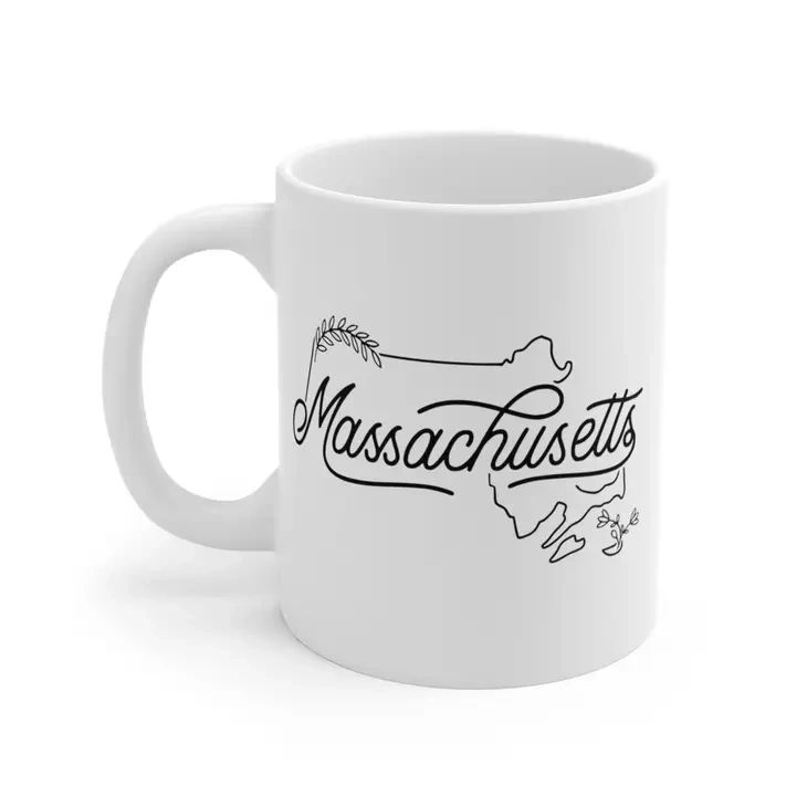 Massachusetts State Outline Coffee Mug 11 oz.