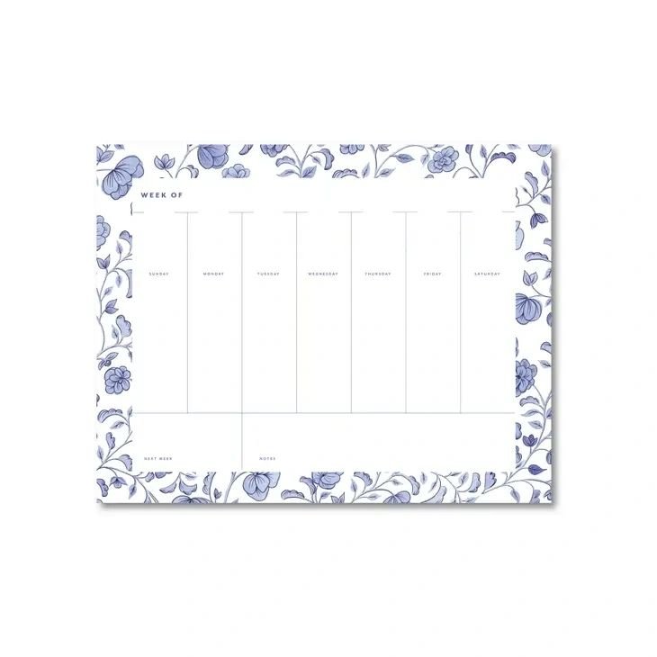 Elegant Blue Weekly Planner Notepad - Potpourri Gift Shop