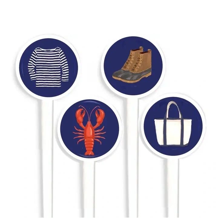 Preppy New England Swizzle Sticks 4PK