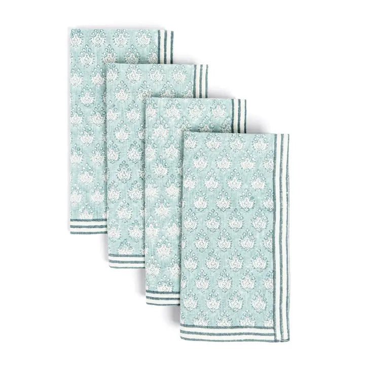 Artisan Hand - Blocked Cloth Napkins – 100% Cotton – Set of 4 - Potpourri Gift Shop