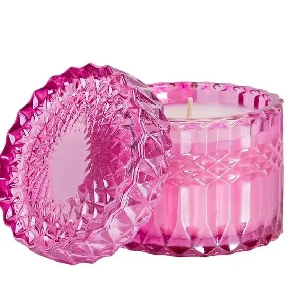 Pink Glass Shimmer Candle 8oz. - Cake for Breakfast