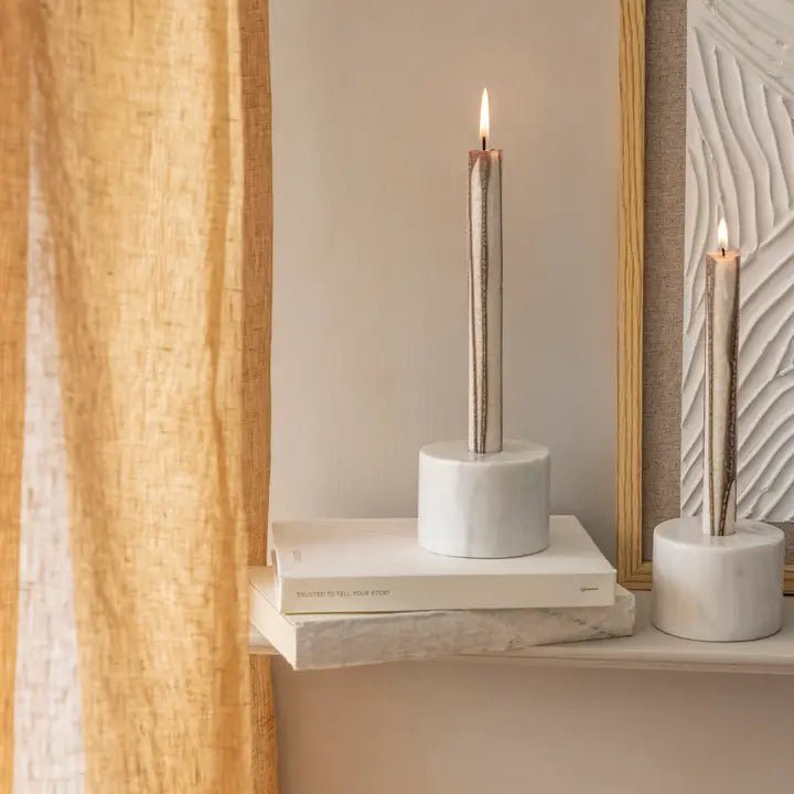 Classic Marble Candle Holders Set of 2 Elegant Home Decor