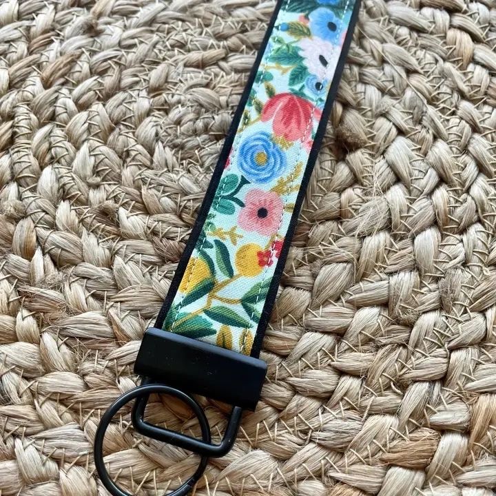 Bright Blue Wildflower Keychain Wristlet