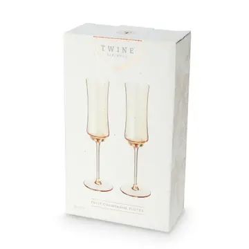 Tulip Amber Tinted Glass Stemmed Champagne Flutes Set of 2