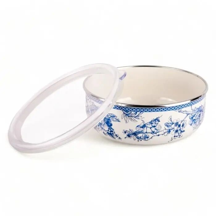 Bird of Paradise Enamel Stackable Storage Bowls Set of 2