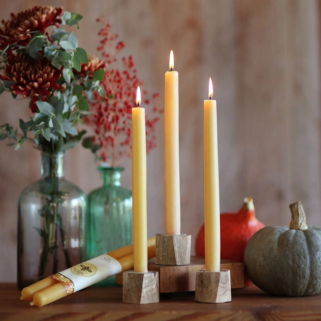 100% Pure Beeswax Tapers Pair in Sky Blue - Potpourri Gift Shop