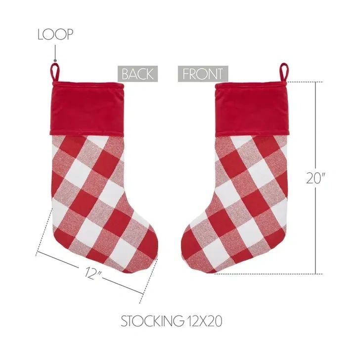 Large Red Check Stocking 12x20
