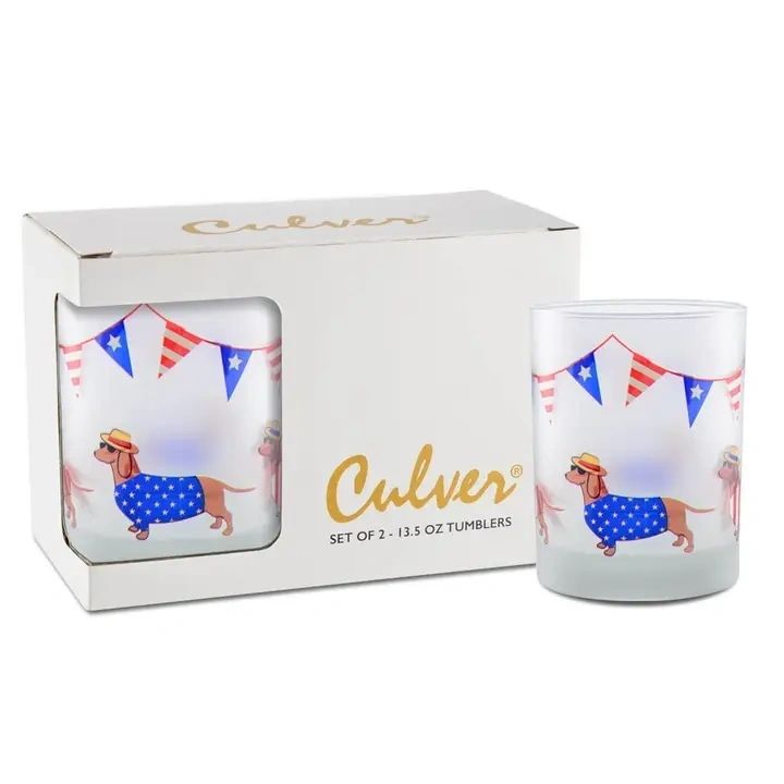 USA Dogs Double Old Fashion Glasses - Set of 2 - Potpourri Gift Shop