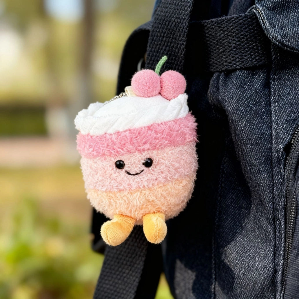Plush Pink Cherry Cake Accessory Toy