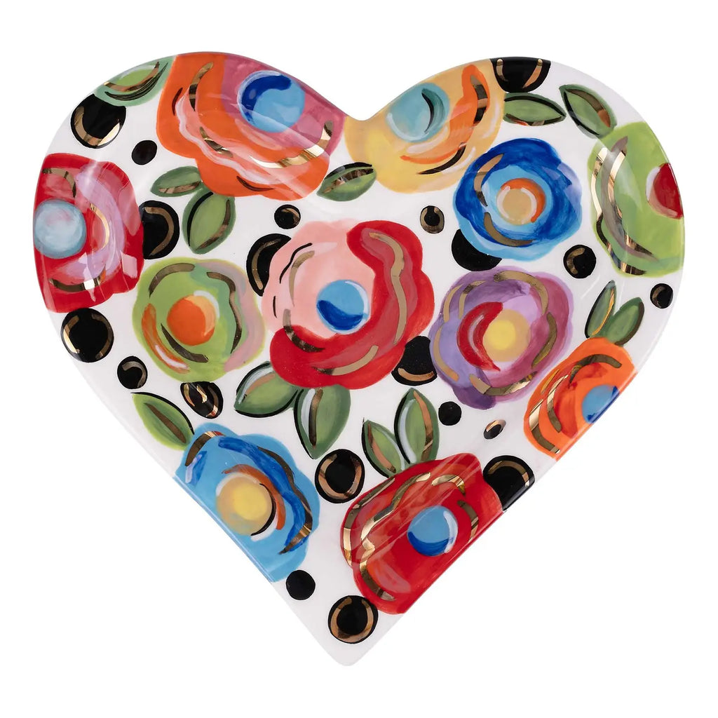 Polka Dot Flower Heart Trinket Tray - Potpourri Gift Shop