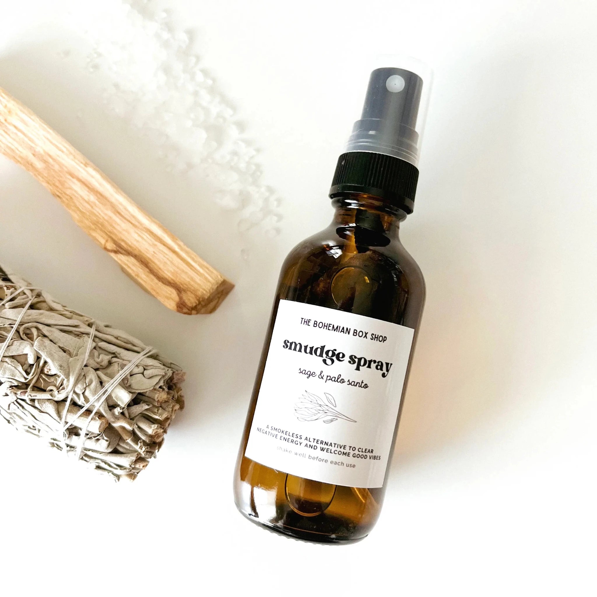Smudge Spray - Palo Santo, White Sage, Dead Sea Salt - Potpourri Gift Shop