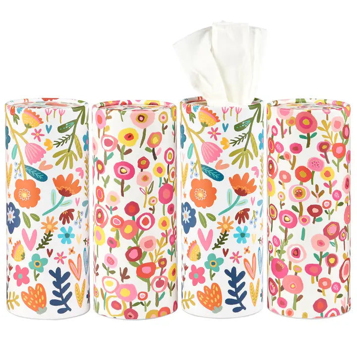 White Floral Tissue Box, Set of 4