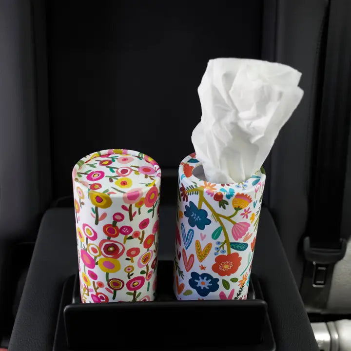 White Floral Tissue Box, Set of 4